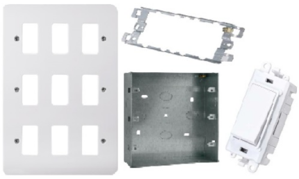 Grid Pro Switch 9 Gang Complete Set White
